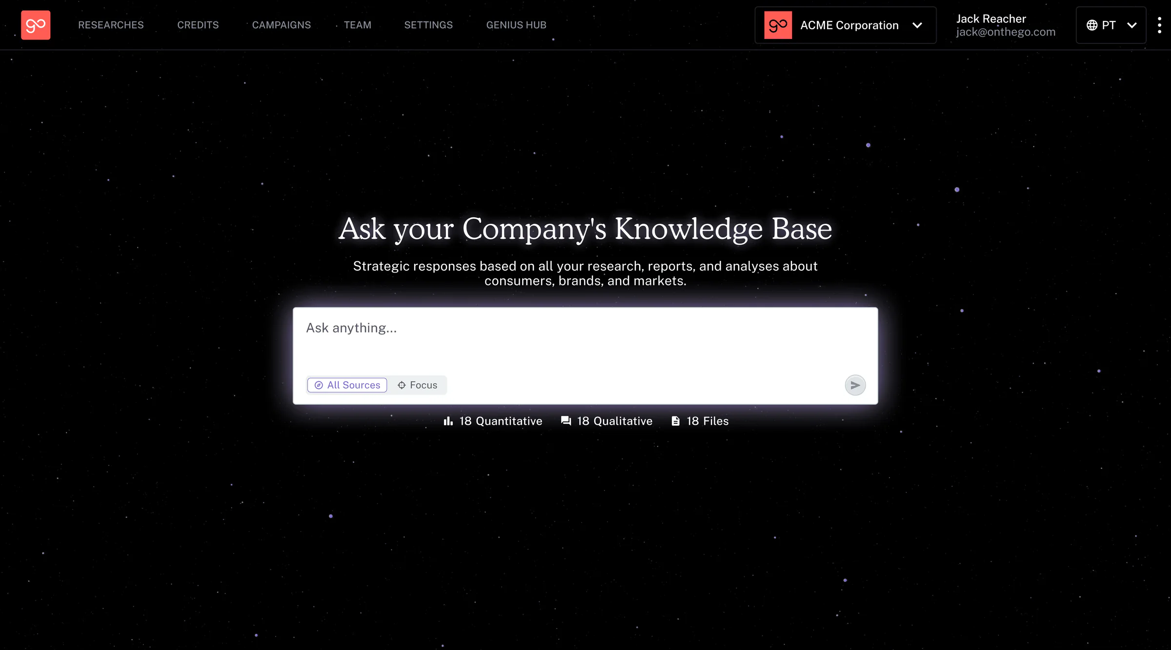 Genius Hub: conversational research interface